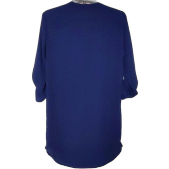 Women's LUSH Navy Blue Button Down Blouse 3/4 Rolled Sleeves XS from Nordstrom - Picture 3 of 7